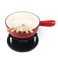 Enameled 8.25-inch Cast-iron Cheese Fondue Set